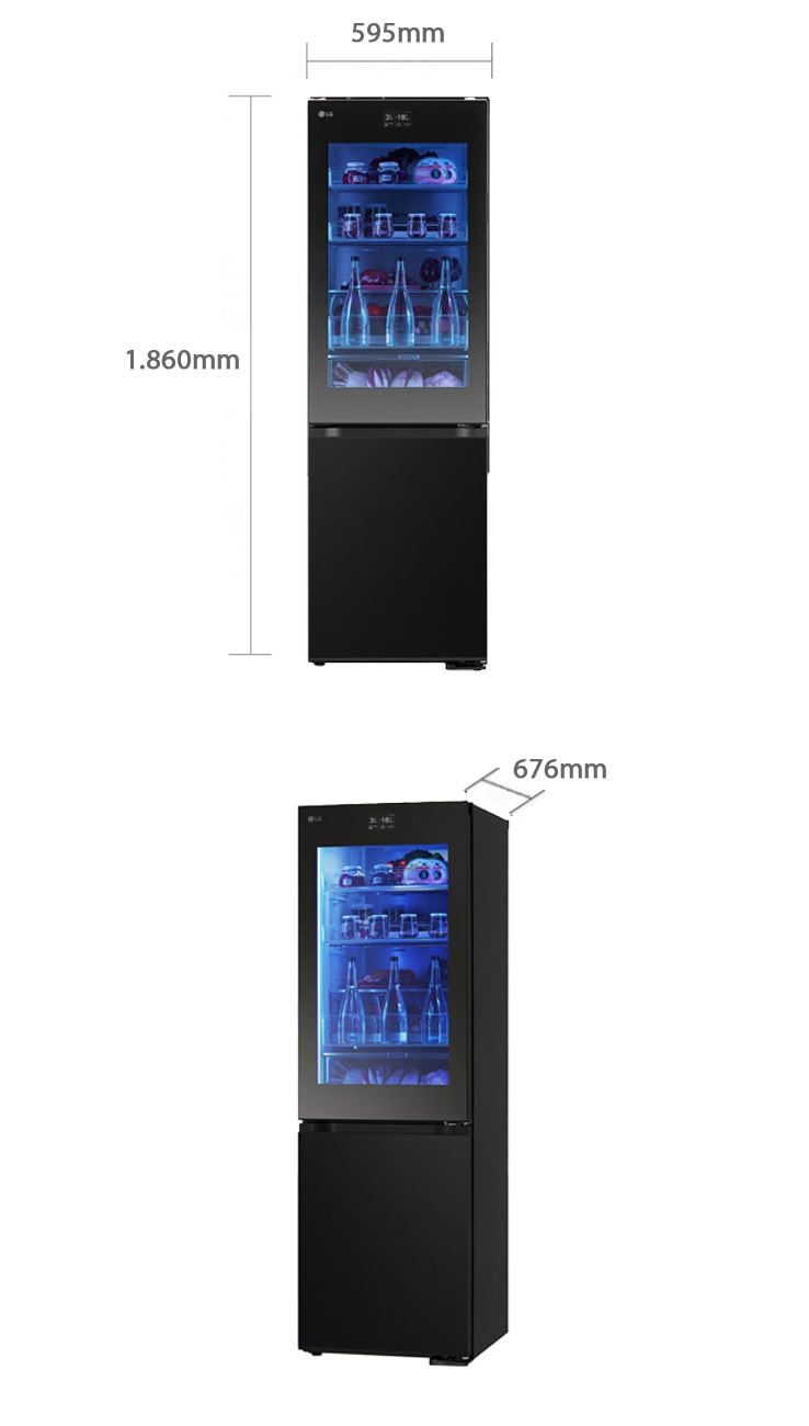 LG InstaView® Kühl‑Gefrierkombination 349 L, Black Steel, Touch‑Display, Energieklasse C