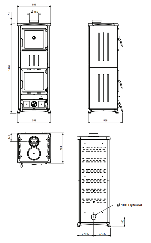 Eleganter Nova Forno Stahlholzofen mit Backfach – Perfekt für Kochen & Heizen