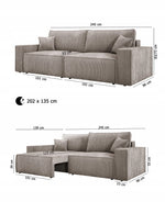 Lade das Bild in den Galerie-Viewer, Designer Cord Sofa Velanova: Modernes Schlafsofa mit Klappfunktion für Ihr Wohnzimmer
