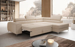 Lade das Bild in den Galerie-Viewer, Luxuriöses L-förmiges Bouclé-Designsofa Aurea mit Schlaffunktion und Klappmechanismus
