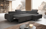 Lade das Bild in den Galerie-Viewer, Luxuriöses L-förmiges Bouclé-Designsofa Aurea mit Schlaffunktion und Klappmechanismus
