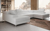 Luxuriöses U-förmiges Bouclé Designersofa Aurea mit vielseitiger Schlaf- & Klappfunktion