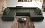 Lade das Bild in den Galerie-Viewer, Luxuriöses U-förmiges Bouclé Designersofa Aurea mit vielseitiger Schlaf- &amp; Klappfunktion
