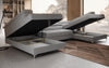 Luxuriöses U-förmiges Bouclé Designersofa Aurea mit vielseitiger Schlaf- & Klappfunktion