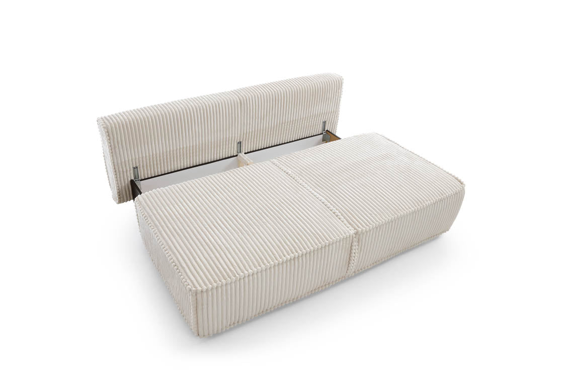 Elegantes Komma Schlafsofa: Design-Sofa mit Schlaffunktion und geräumigem Bettkasten