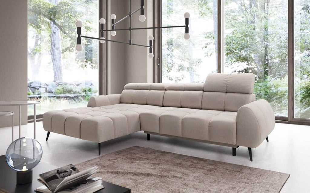 Luxuriöses Ecksofa Piano mit Elektrischer Schlaffunktion und Samtbezug
