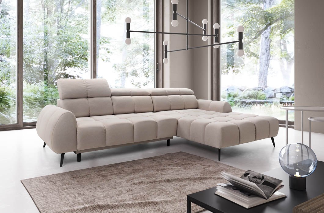 Luxuriöses Ecksofa Piano mit Elektrischer Schlaffunktion und Samtbezug