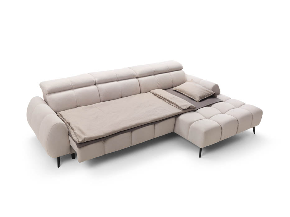 Luxuriöses Ecksofa Piano mit Elektrischer Schlaffunktion und Samtbezug