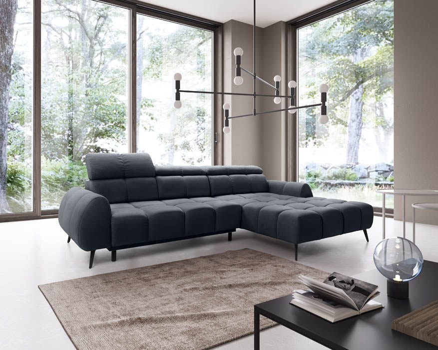 Luxuriöses Ecksofa Piano mit Elektrischer Schlaffunktion und Samtbezug
