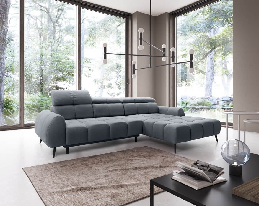 Luxuriöses Ecksofa Piano mit Elektrischer Schlaffunktion und Samtbezug