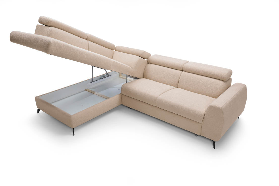 Stille Designer Ecksofa mit Schlaf- und Klappfunktion – Modernes Luxus-Wohnzimmer-Sofa