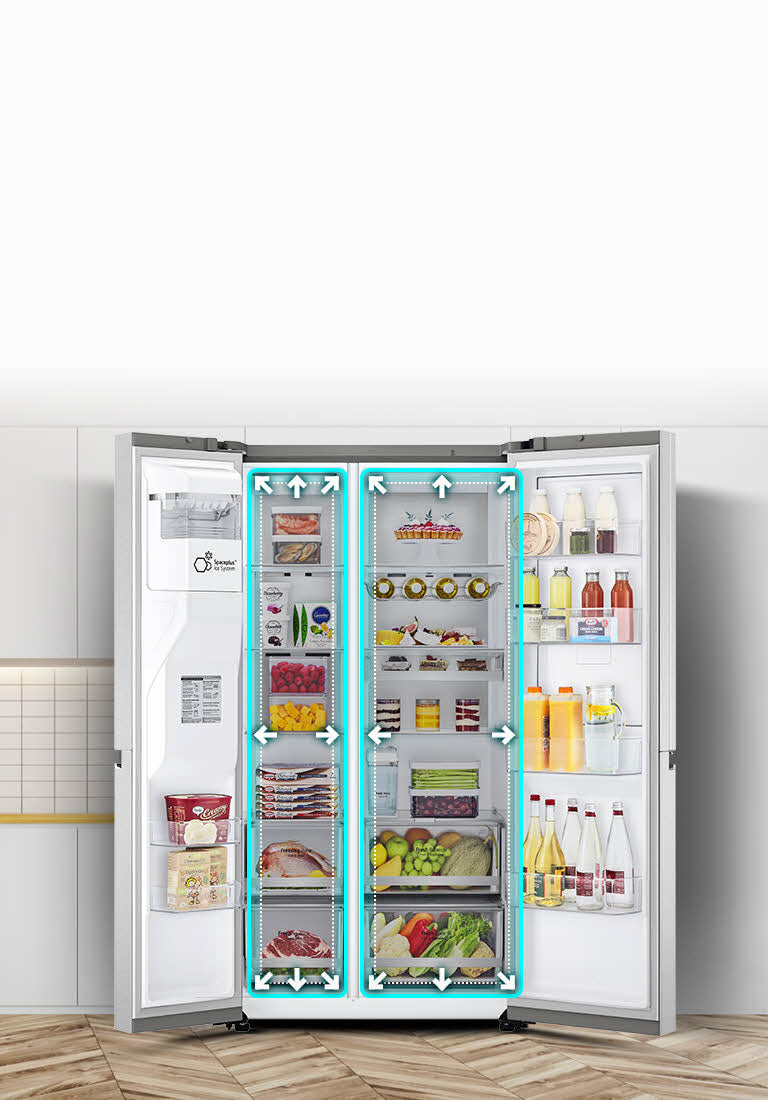 LG InstaView Side-by-Side Kühlschrank, 635L Kapazität, Eis- und Wasserspender, Smart