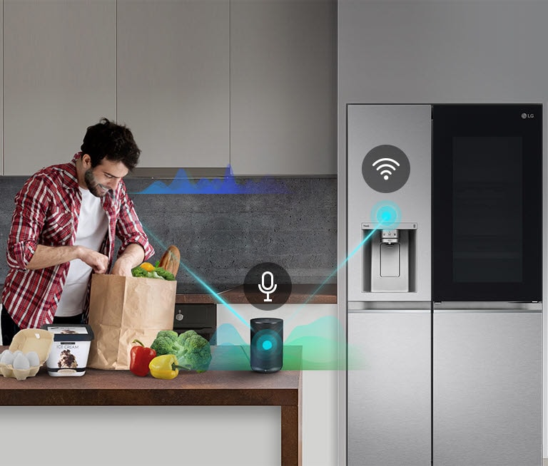 LG InstaView Side-by-Side Kühlschrank, 635L Kapazität, Eis- und Wasserspender, Smart