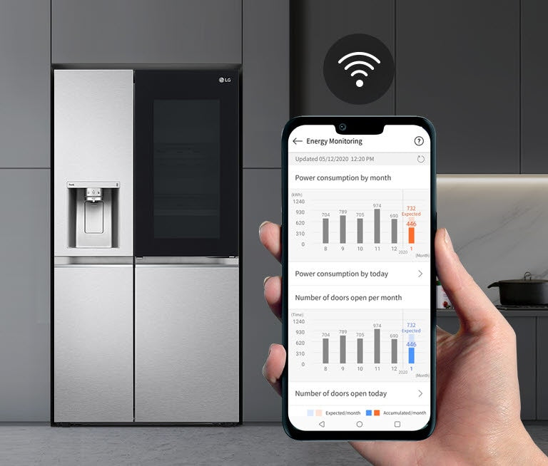 LG Side-by-Side Kühlschrank: InstaView, Craft Ice, Festwasseranschluss, Matte Black