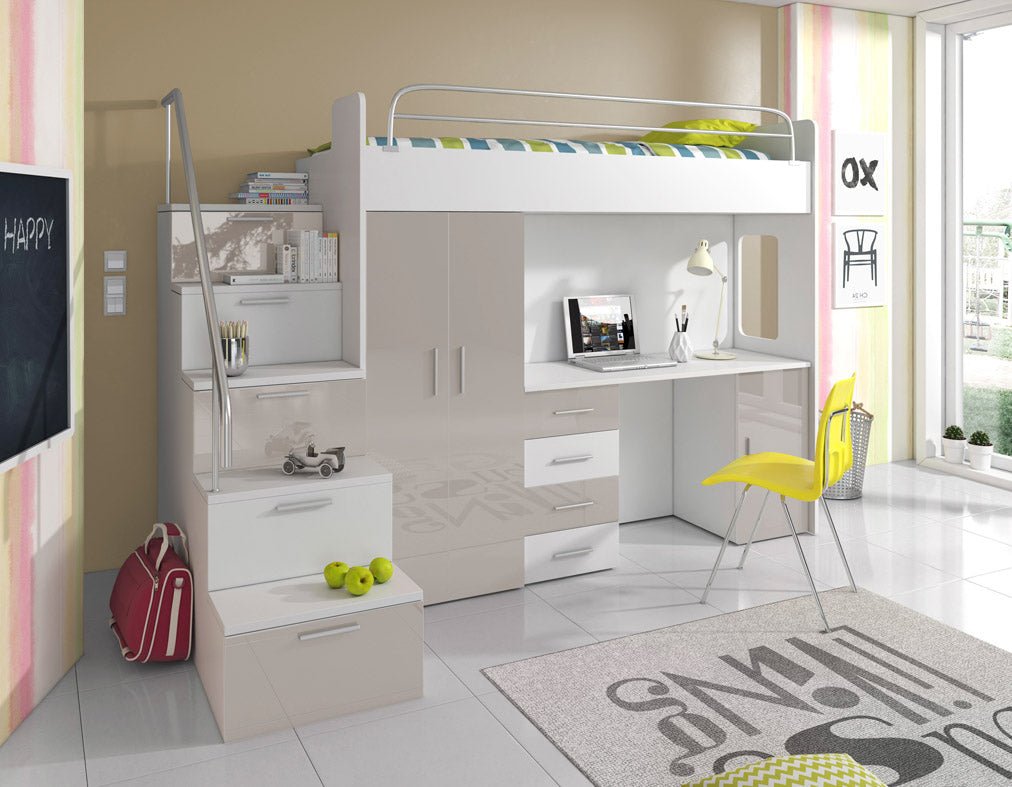 Kinderhochbett 'Dream': Sicherer Schlafplatz & Abenteuer-Spielplatz mit cleverem Stauraum
