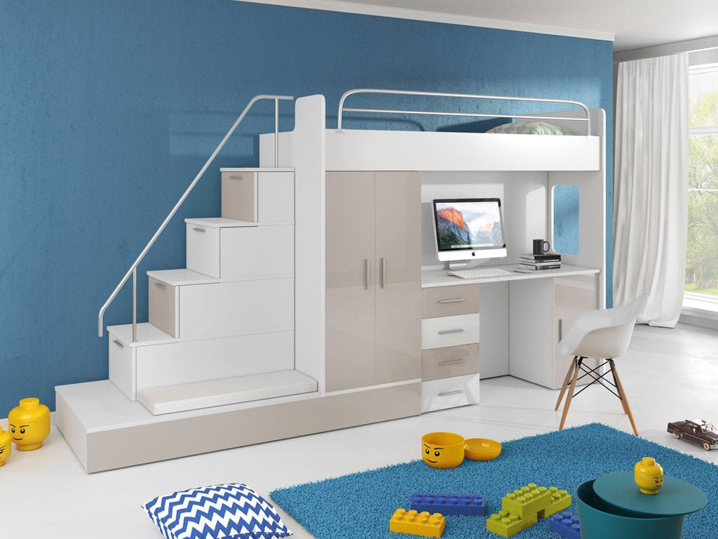 Abenteuerliches Kinderhochbett mit Rutsche – Robustes Massivholz Spielparadies