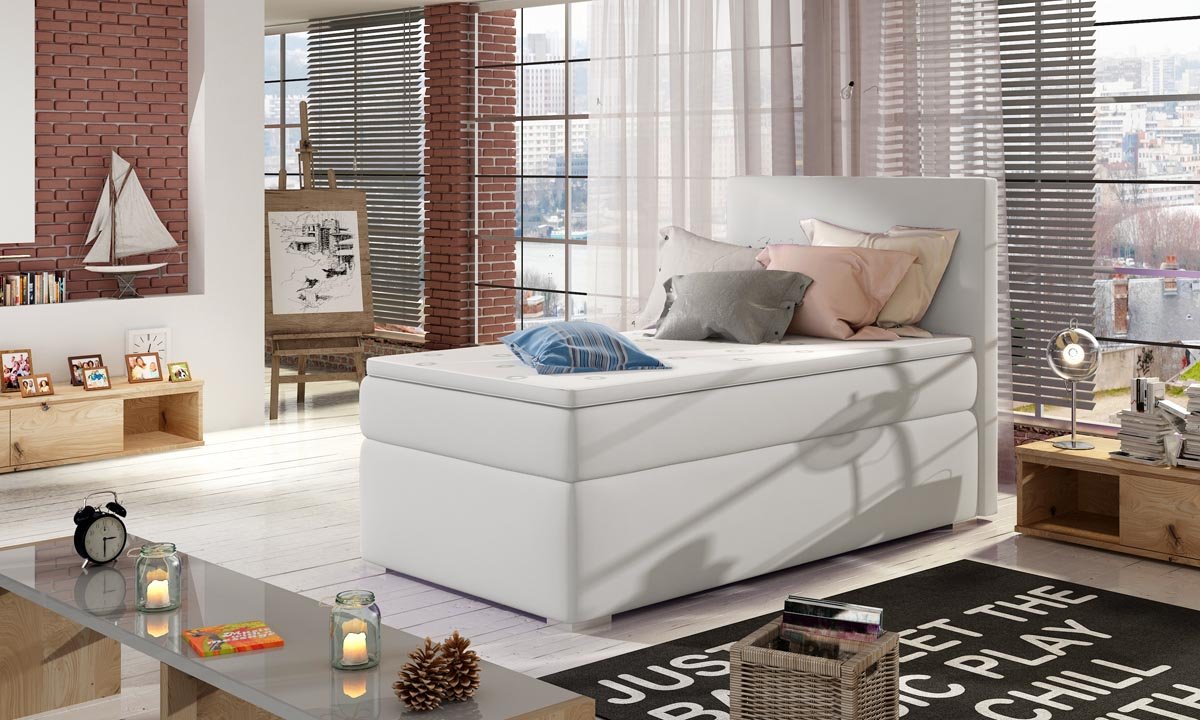 Luxuriöses Boxspringbett Relio mit Stauraum, 90x200 cm, Komfort Matratze, modernes Design