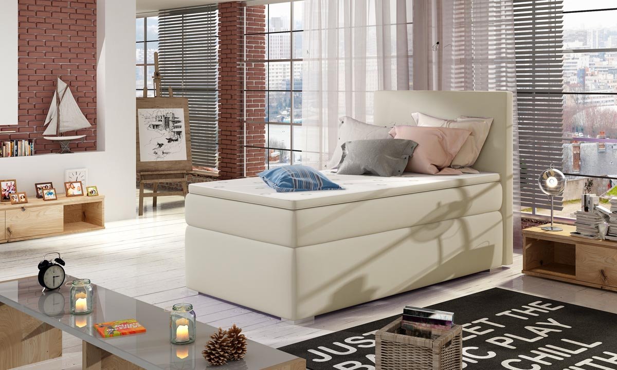 Luxuriöses Boxspringbett Relio mit Stauraum, 90x200 cm, Komfort Matratze, modernes Design