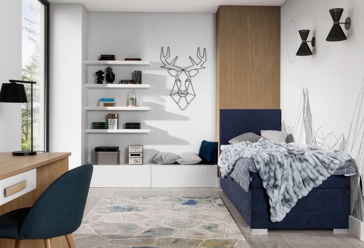 Luxuriöses Boxspringbett Relio mit Stauraum, 90x200 cm, Komfort Matratze, modernes Design