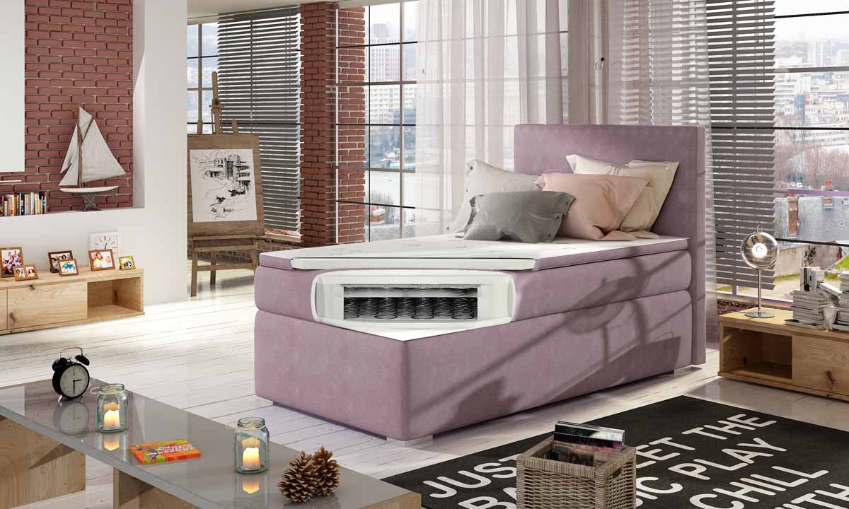 Luxuriöses Boxspringbett Relio mit Stauraum, 90x200 cm, Komfort Matratze, modernes Design