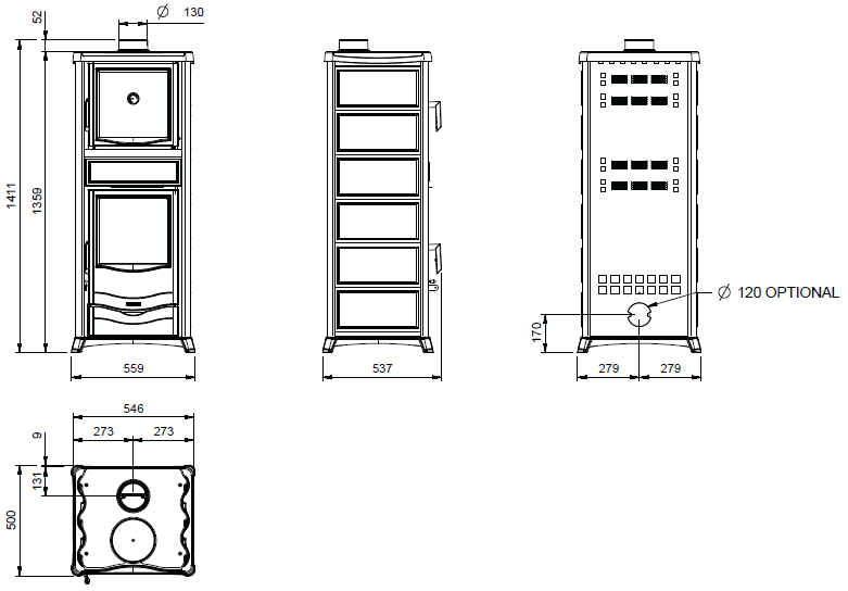 Rossella Plus Forno 5.0 Holzofen mit natürlichem Stein – 9,4 kW