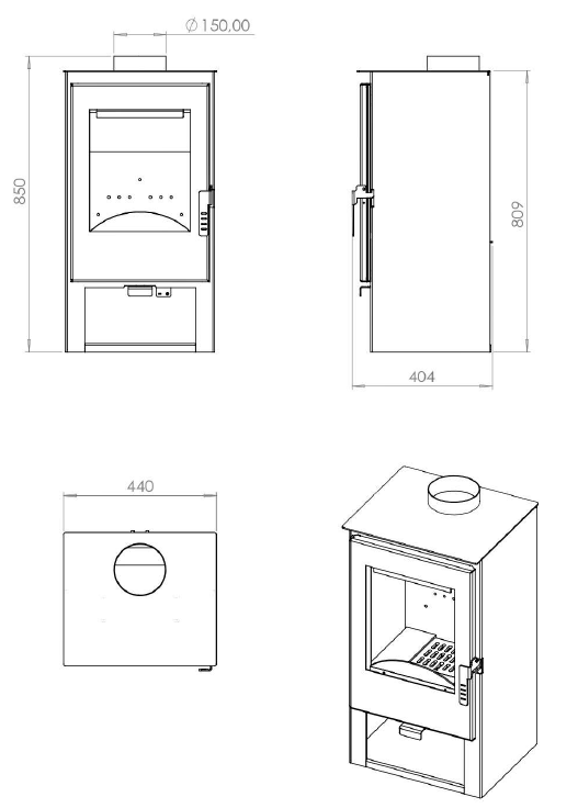Stephania Holzofen 7,5 kW kompakt – effiziente Wärme für 75 m²