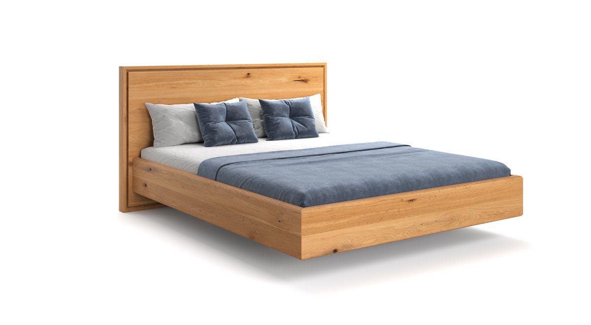 Elegantes Massivholz Eichenbett Celestia – Schwebendes Design für Luxus Schlafzimmer