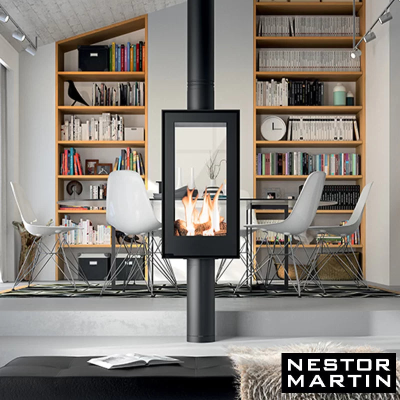 Nestor Martin Quadratischer Gasofen THS 15: 6 kW Leistung, Schwarzer Stahl, 360° drehbar
