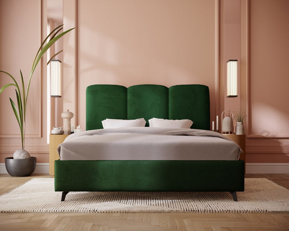 Mirella Designer Samt Polsterbett – Luxuriöser Komfort für Ihr Schlafzimmer