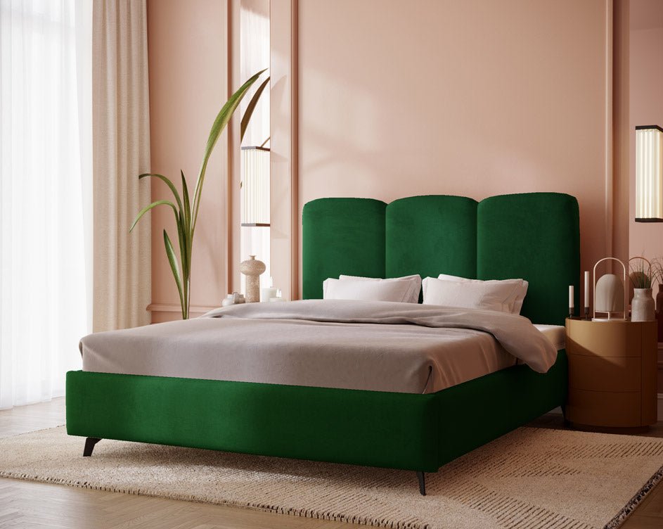 Mirella Designer Samt Polsterbett – Luxuriöser Komfort für Ihr Schlafzimmer