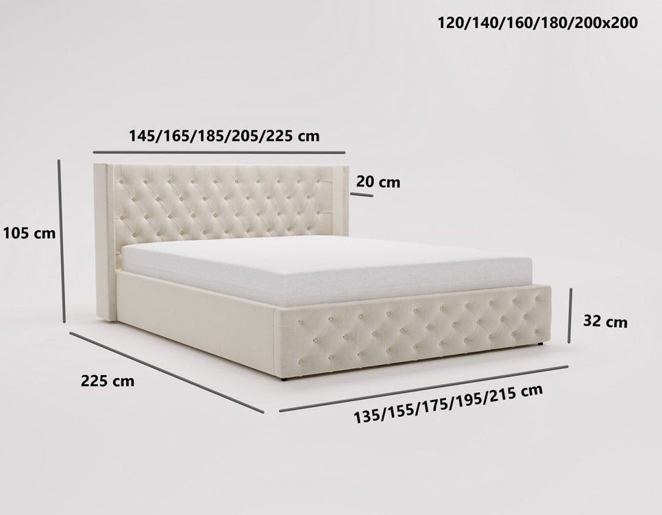 Celestia Designer Samt Polsterbett mit Integriertem Stauraum für Luxuriösen Schlaf
