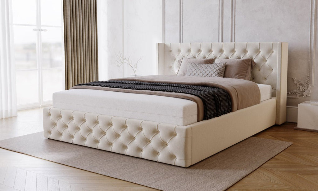 Celestia Designer Samt Polsterbett mit Integriertem Stauraum für Luxuriösen Schlaf