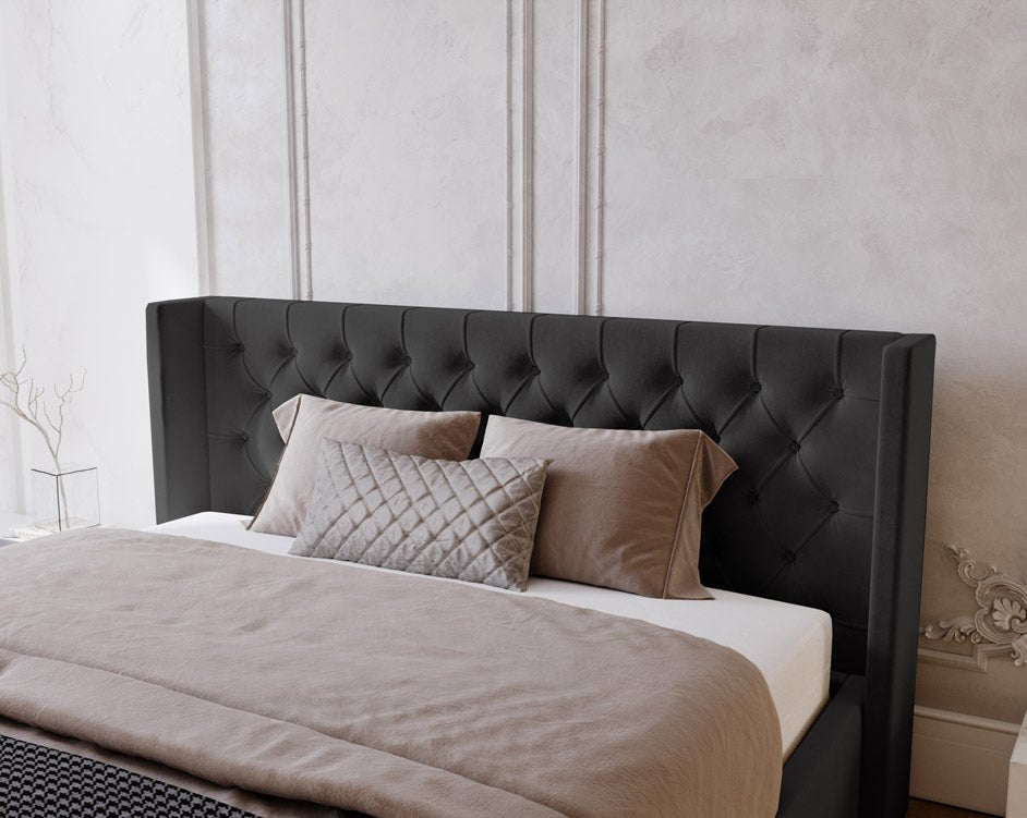 Celestia Designer Samt Polsterbett mit Integriertem Stauraum für Luxuriösen Schlaf