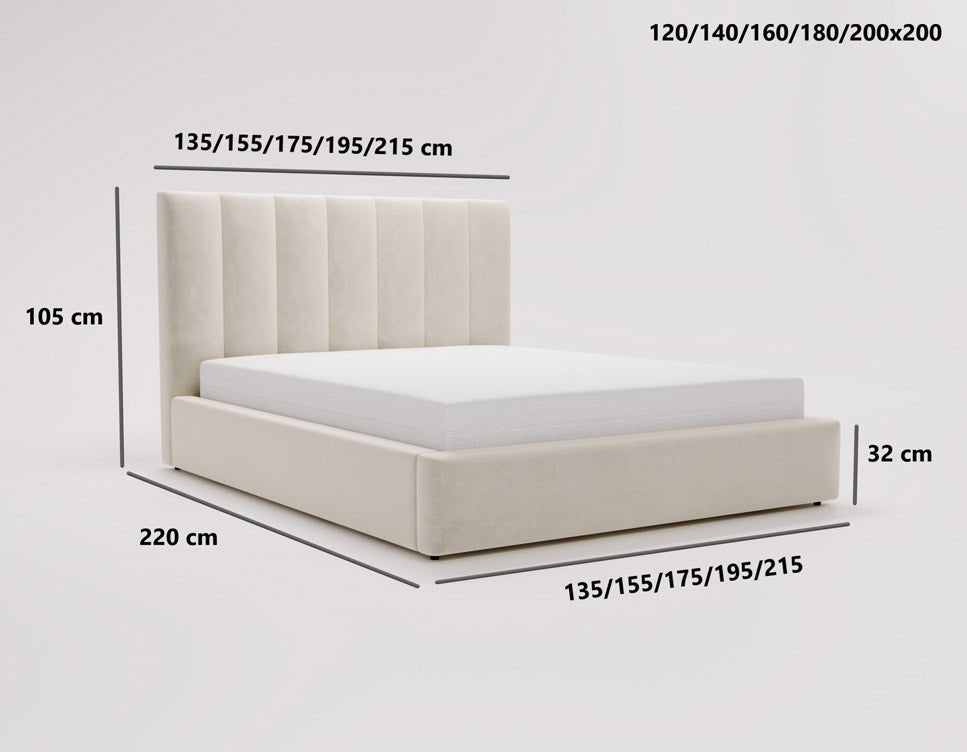 Luxuriöses Samt Polsterbett Lunera mit Stauraum: Modern, Elegant, Komfortabel