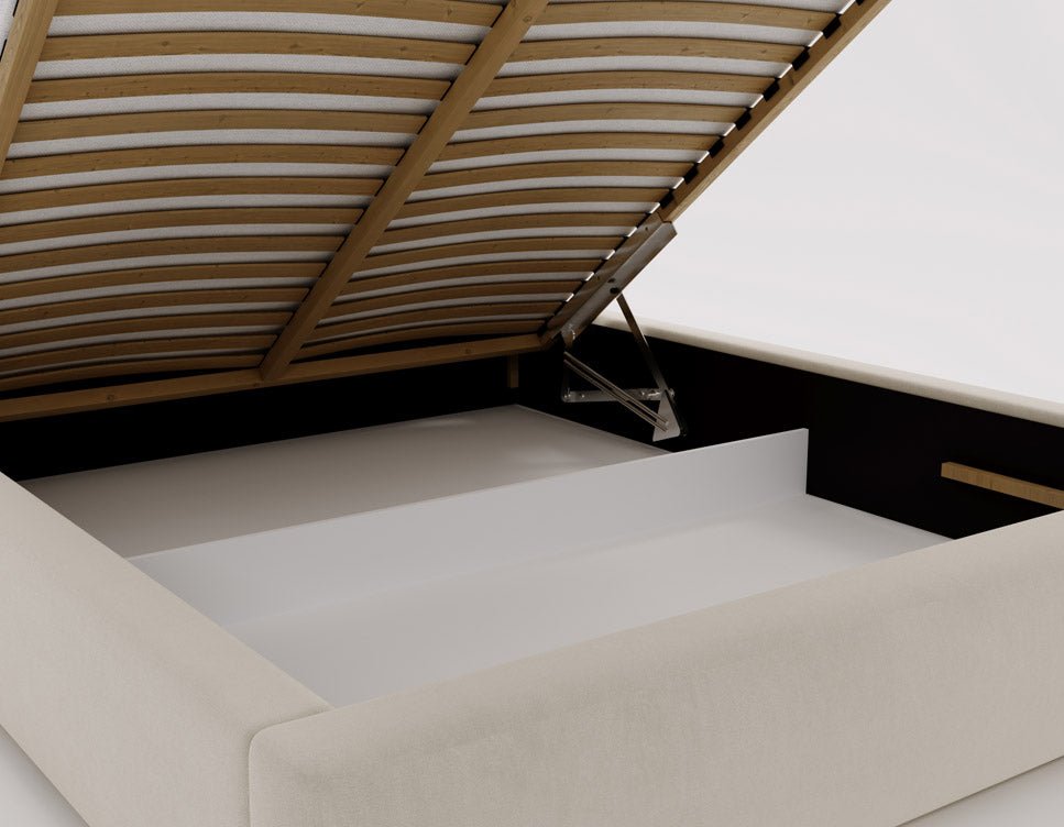 Luxuriöses Samt Polsterbett Lunera mit Stauraum: Modern, Elegant, Komfortabel