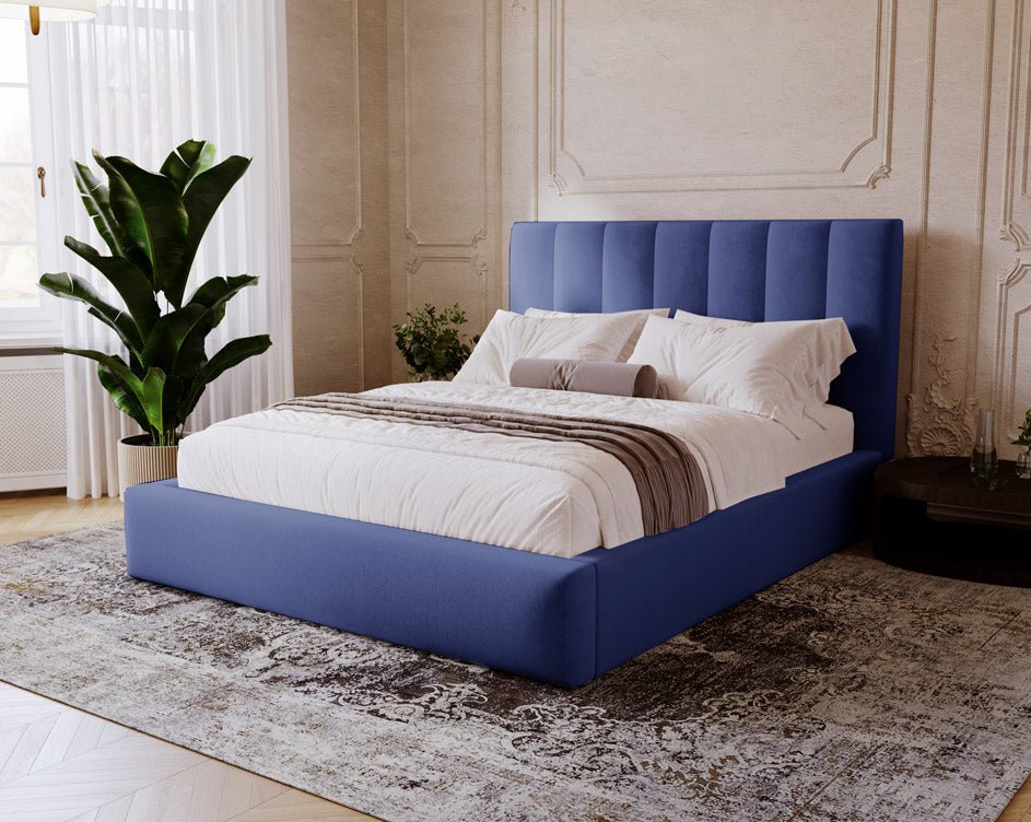 Luxuriöses Samt Polsterbett Lunera mit Stauraum: Modern, Elegant, Komfortabel