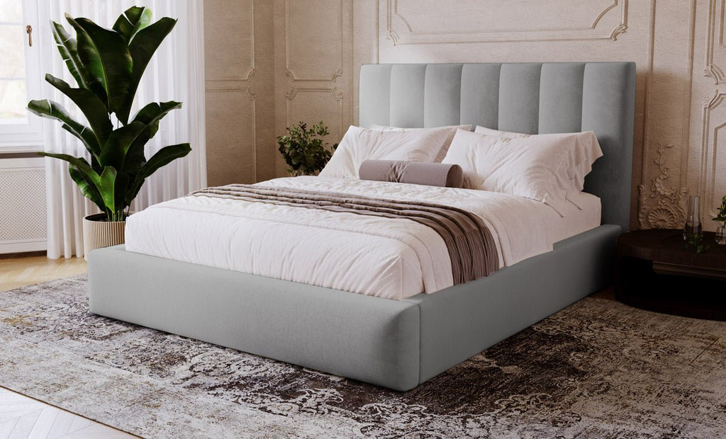 Luxuriöses Samt Polsterbett Lunera mit Stauraum: Modern, Elegant, Komfortabel