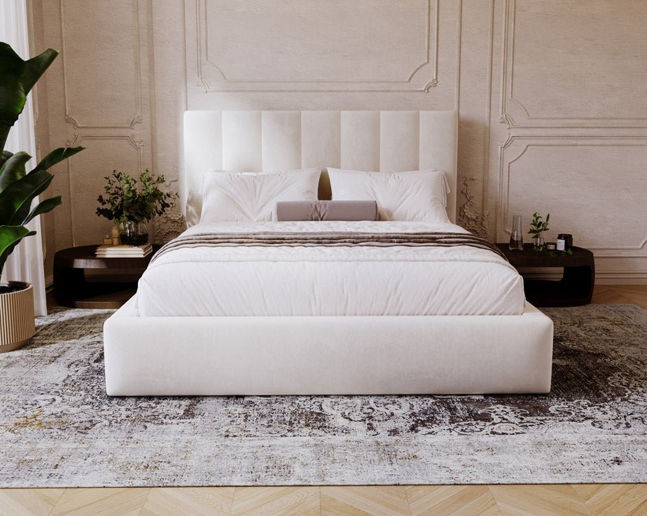 Luxuriöses Samt Polsterbett Lunera mit Stauraum: Modern, Elegant, Komfortabel