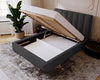Luxuriöses Samt Polsterbett Lunera mit Stauraum: Modern, Elegant, Komfortabel