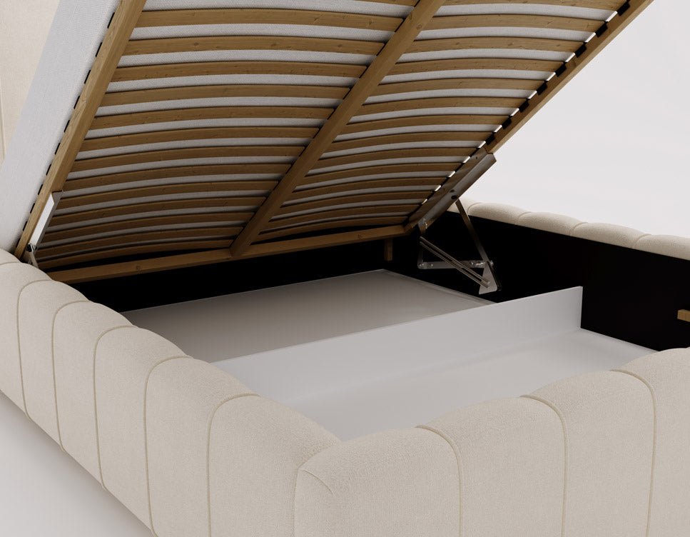 Luxuriöses Designer Polsterbett Alvano Samt Bezug mit Praktischem Stauraum