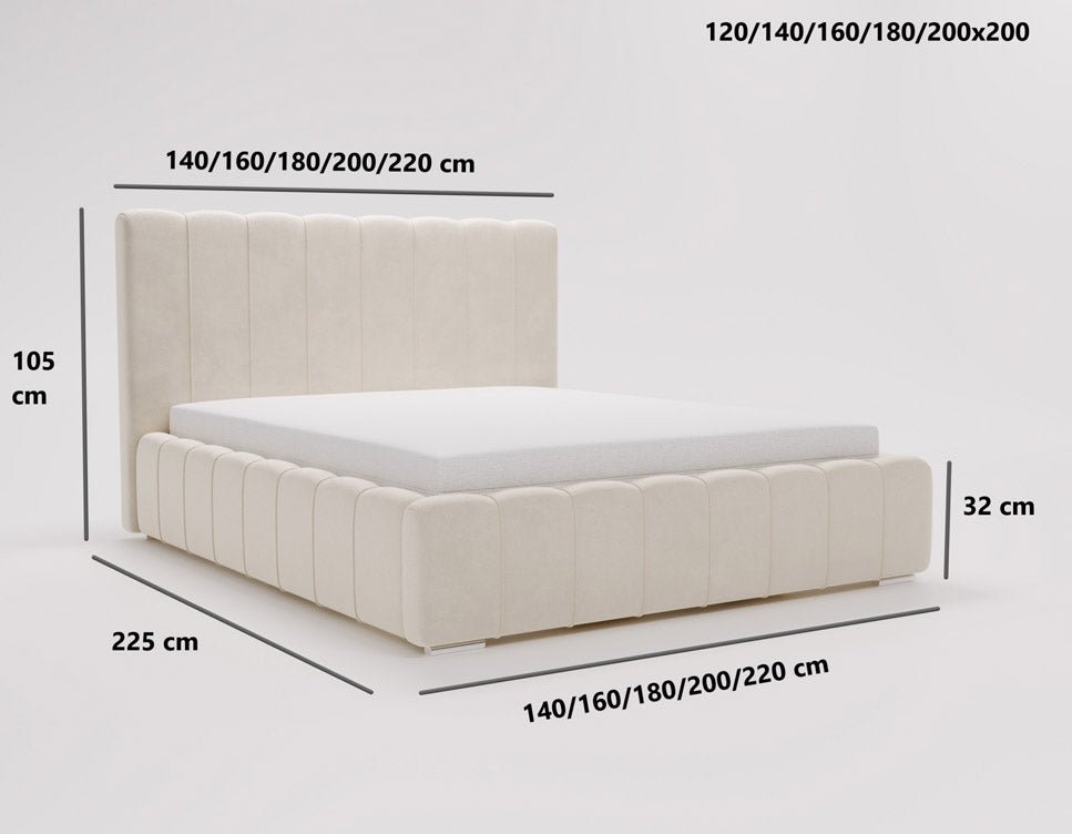 Luxuriöses Designer Polsterbett Alvano Samt Bezug mit Praktischem Stauraum