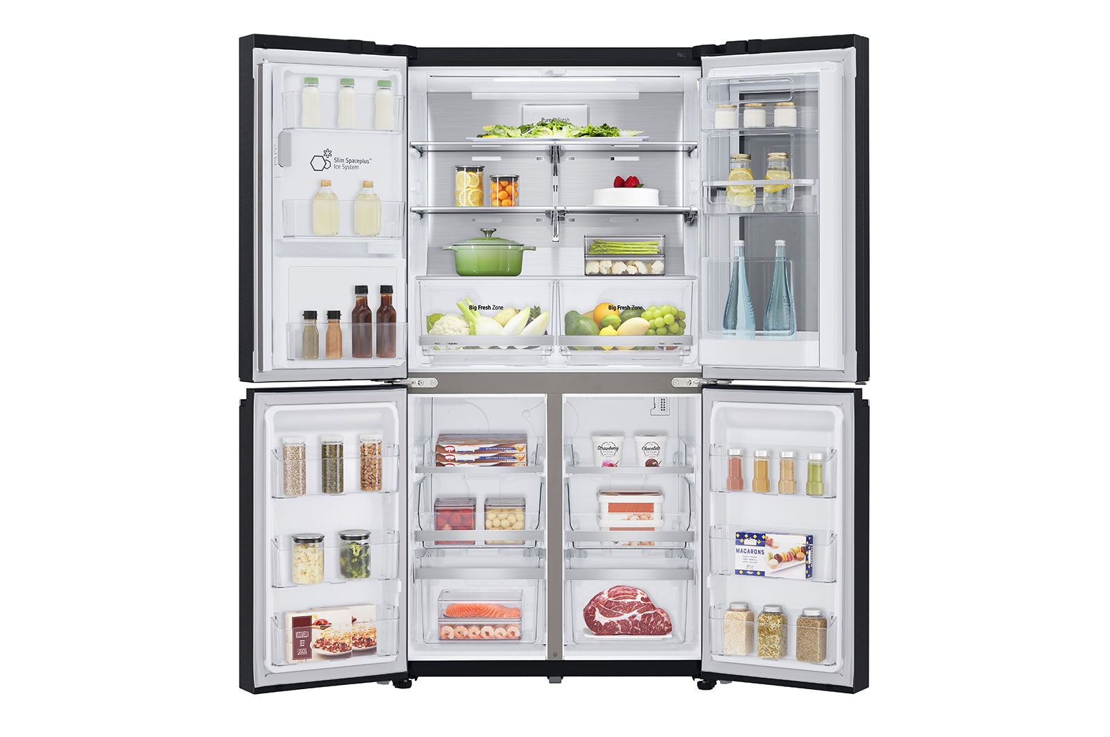 LG InstaView Multi-Door Kühlschrank: 638L Kapazität, Eisspender, Matte Black Steel