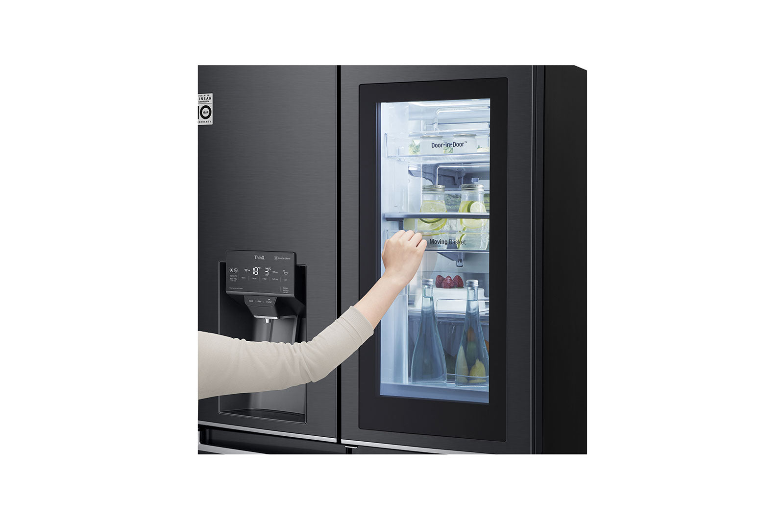 LG InstaView Multi-Door Kühlschrank: 638L Kapazität, Eisspender, Matte Black Steel