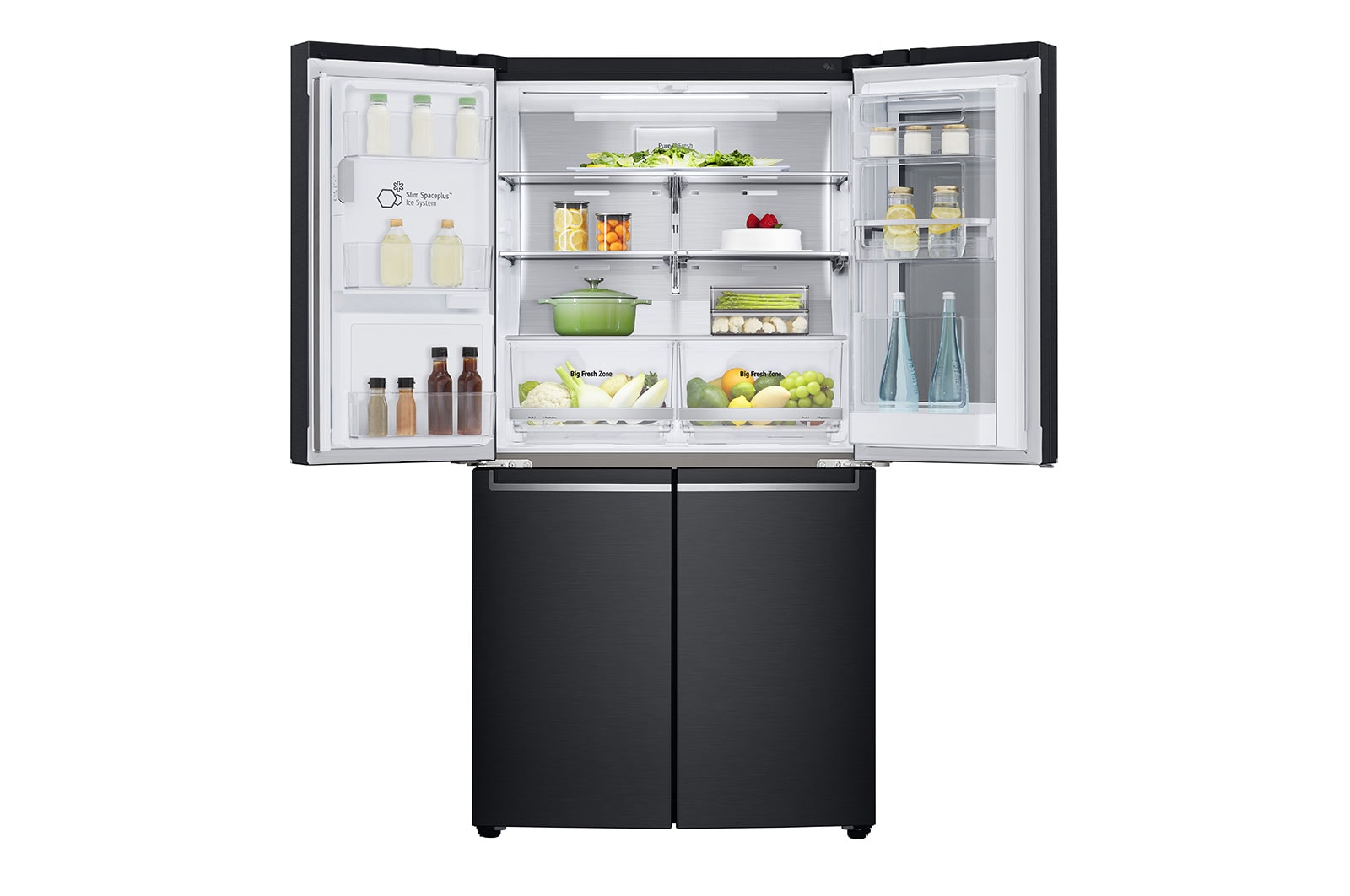 LG InstaView Multi-Door Kühlschrank: 638L Kapazität, Eisspender, Matte Black Steel