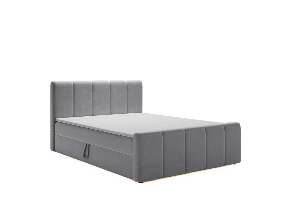 Elegantes Boxspringbett Bergamo Samt mit Integriertem Stauraum – Hoher Schlafkomfort, Modernes Design
