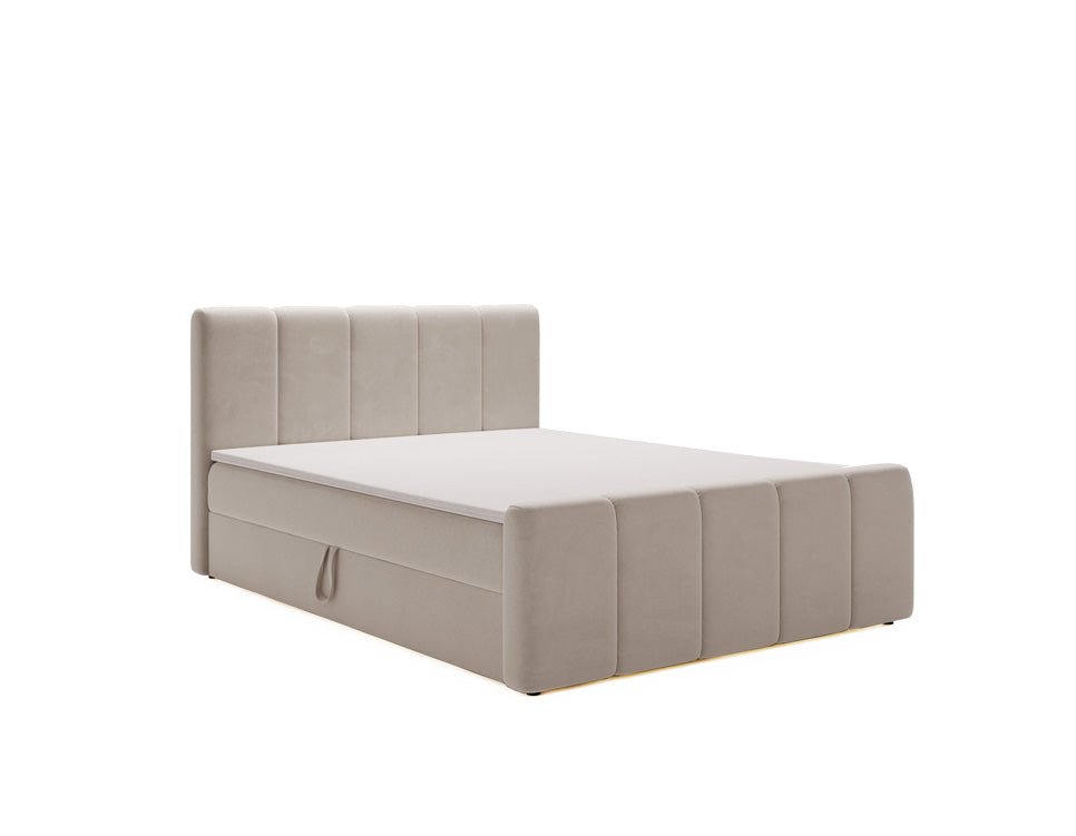 Elegantes Boxspringbett Bergamo Samt mit Integriertem Stauraum – Hoher Schlafkomfort, Modernes Design