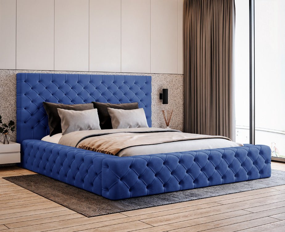 Luxuriöses Designer Samt Polsterbett Lana mit großem Stauraum – Modern & Bequem