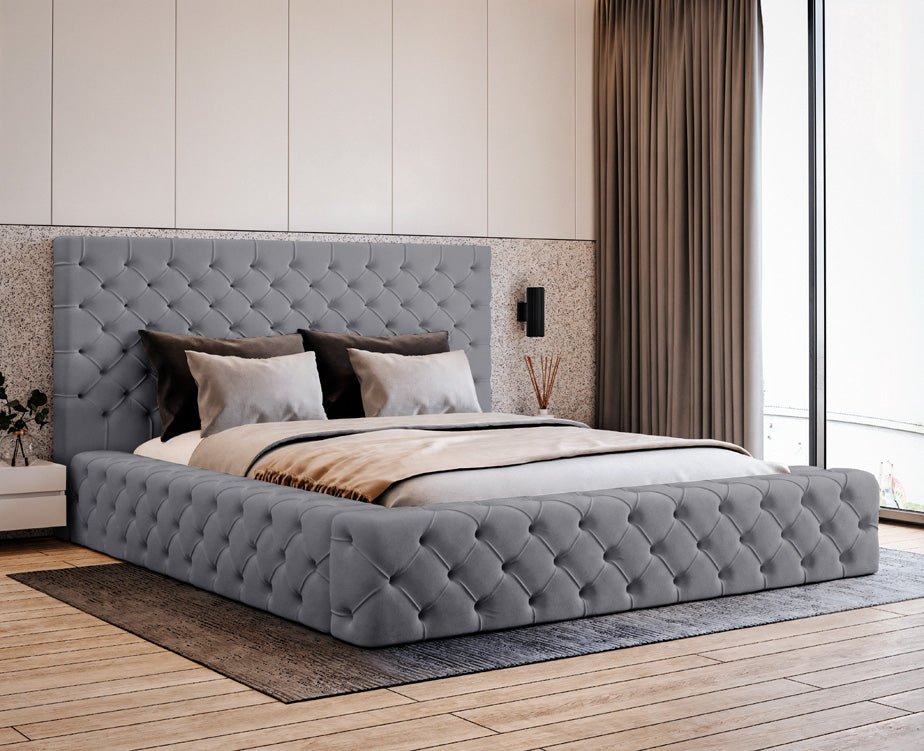 Luxuriöses Designer Samt Polsterbett Lana mit großem Stauraum – Modern & Bequem