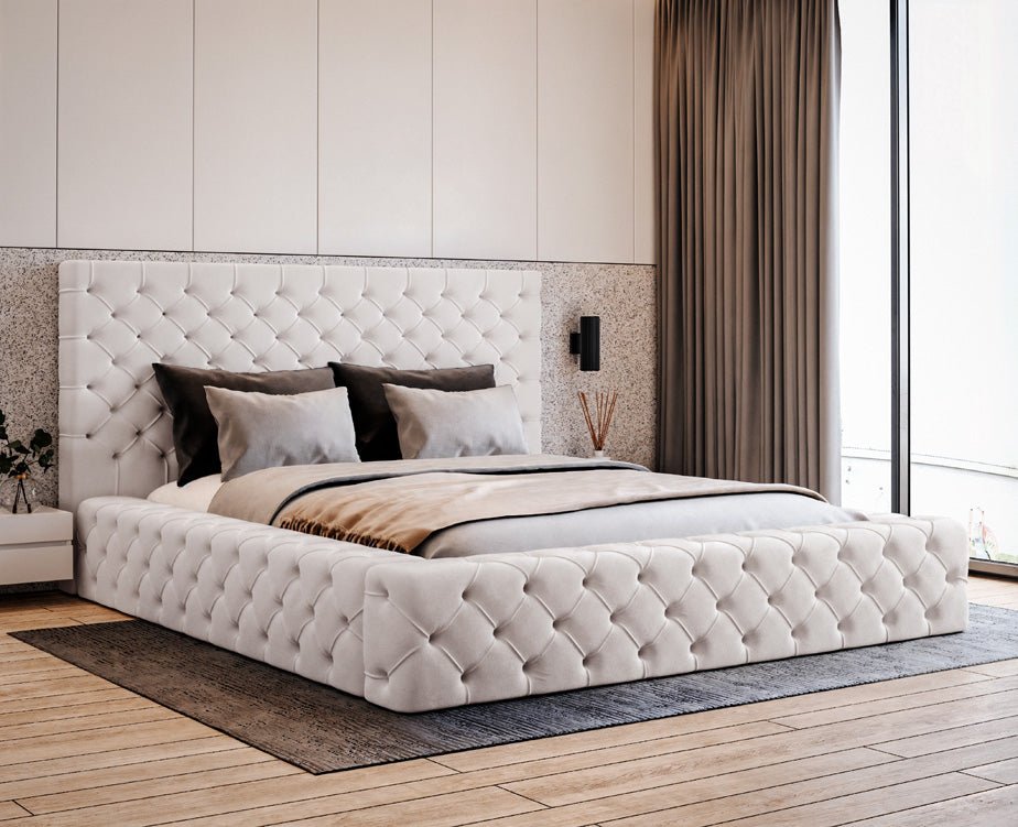 Luxuriöses Designer Samt Polsterbett Lana mit großem Stauraum – Modern & Bequem