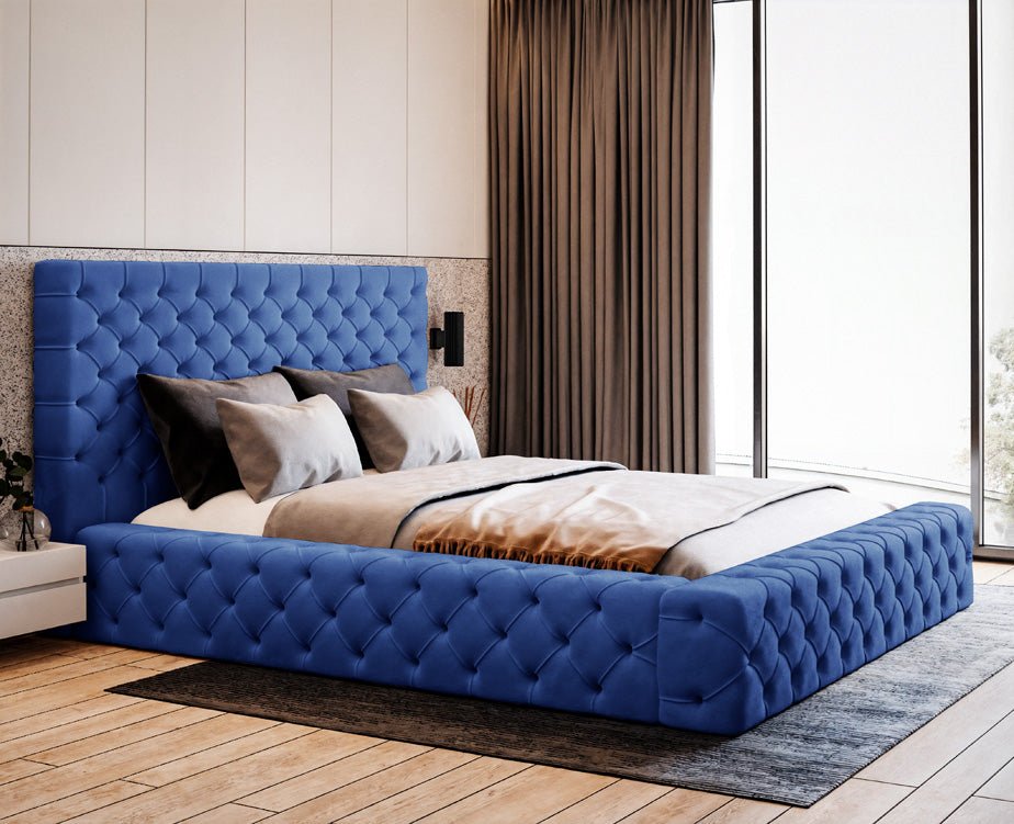 Luxuriöses Designer Samt Polsterbett Lana mit großem Stauraum – Modern & Bequem